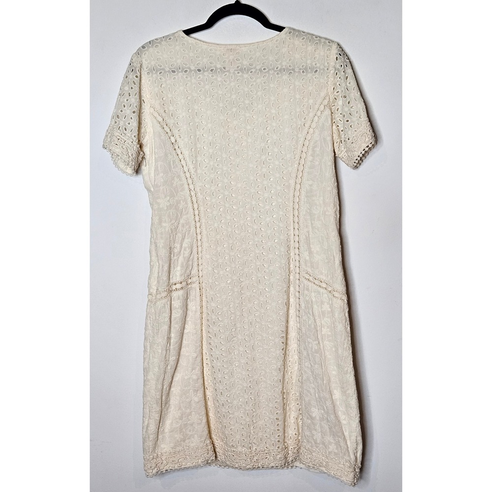 Sundance Eyelet Embroidered Dress Sz 10 White Cotton Summer Casual Boho Cottage - Picture 3 of 5